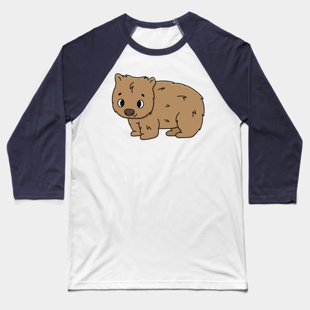 Fluffy isolated cute outline brown Australian Common wombat Baseball T-Shirt by essskina